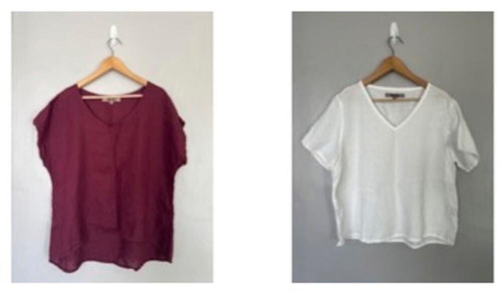 Flax Linen Tunic Tops Lot of 2 Sz M Maroon White  Lagenlook Short Sleeves Beach